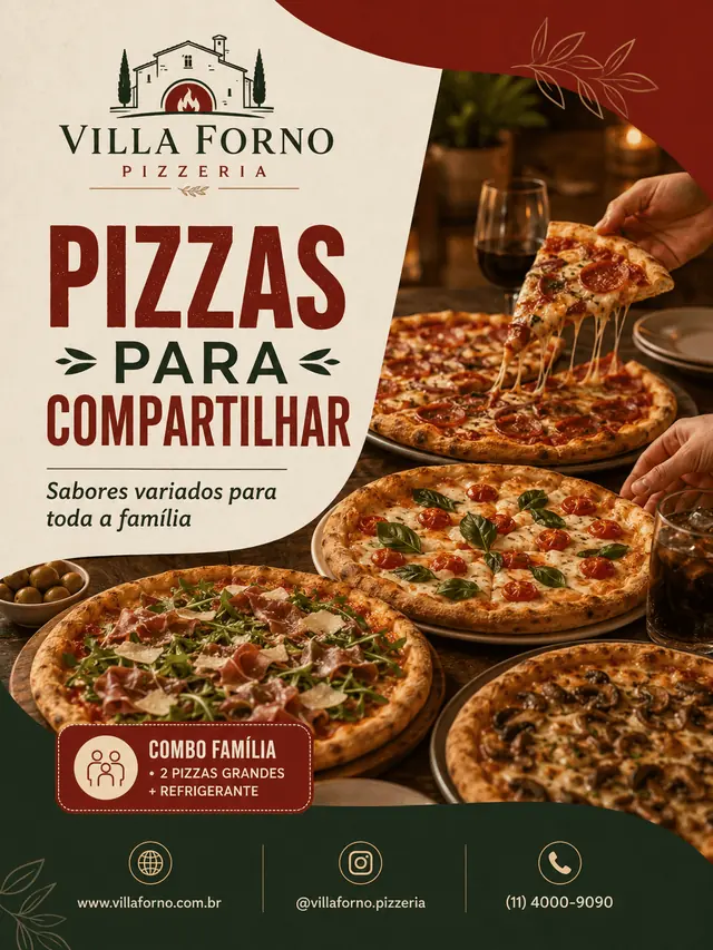 Villa Forno Pizzeria — Pizzas para Compartilhar