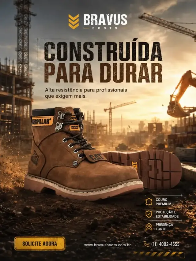 Anúncio da Bravus Boots para botas de trabalho