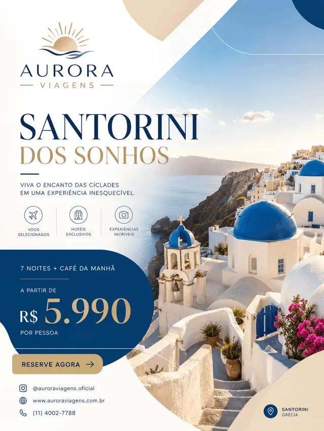 Campanha Aurora Viagens - Santorini dos Sonhos