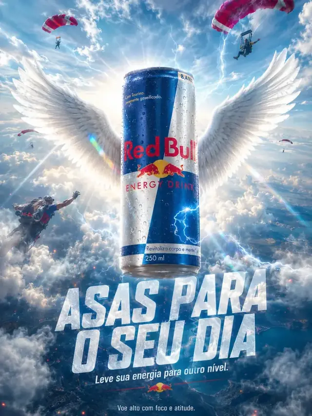 Arte promocional da Red Bull com tema aéreo